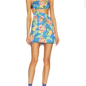 Vibrant Floral Cutout Mini Dress